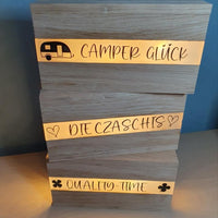 Kreative Holzboxen mit beleuchteten Acryl Easy-Sticks von Easy-Sticks Acryl Satiniert - 16 cm Länge, für persönliche Botschaften.