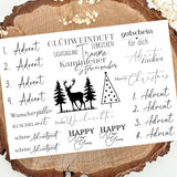 Advent Randlose RUB On UV Sticker A5 Schwarz – Hochauflösende Dekorative Aufkleber Für Glatte Oberflächen 1. Advent 2. Advent 3. Advent 4. Advent Wunscherfüller Frohe Weihnachten Gutschein