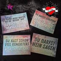 Affirmationskarten , Du darfst nein sagen, Du musst nicht warten, bist du besser bsit - du bist schon wunderbar, du hast schon viel gemeistert - vertraue dir, du darfst nein sagen - ohne rechtfertigung