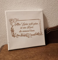 Kunstvolle Leinwand mit dem Spruch "Allen Leuten recht getan, ist eine Kunst, die niemand kann." von easy-sticks, ideal als inspirierende Dekoration für dein Zuhause.