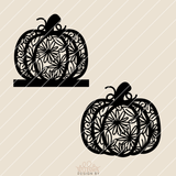 Stilvolle Silhouette eines Kürbis-Designs, bestehend aus floralen Elementen, in schwarz auf hellem Hintergrund. Von easy-sticks, erhältlich als Plotter- und Laserdatei zum Download für kreative Bastelideen.