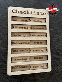 Meine Woche Aufgaben Datei zum Lasern checkliste Wochenaufgabe