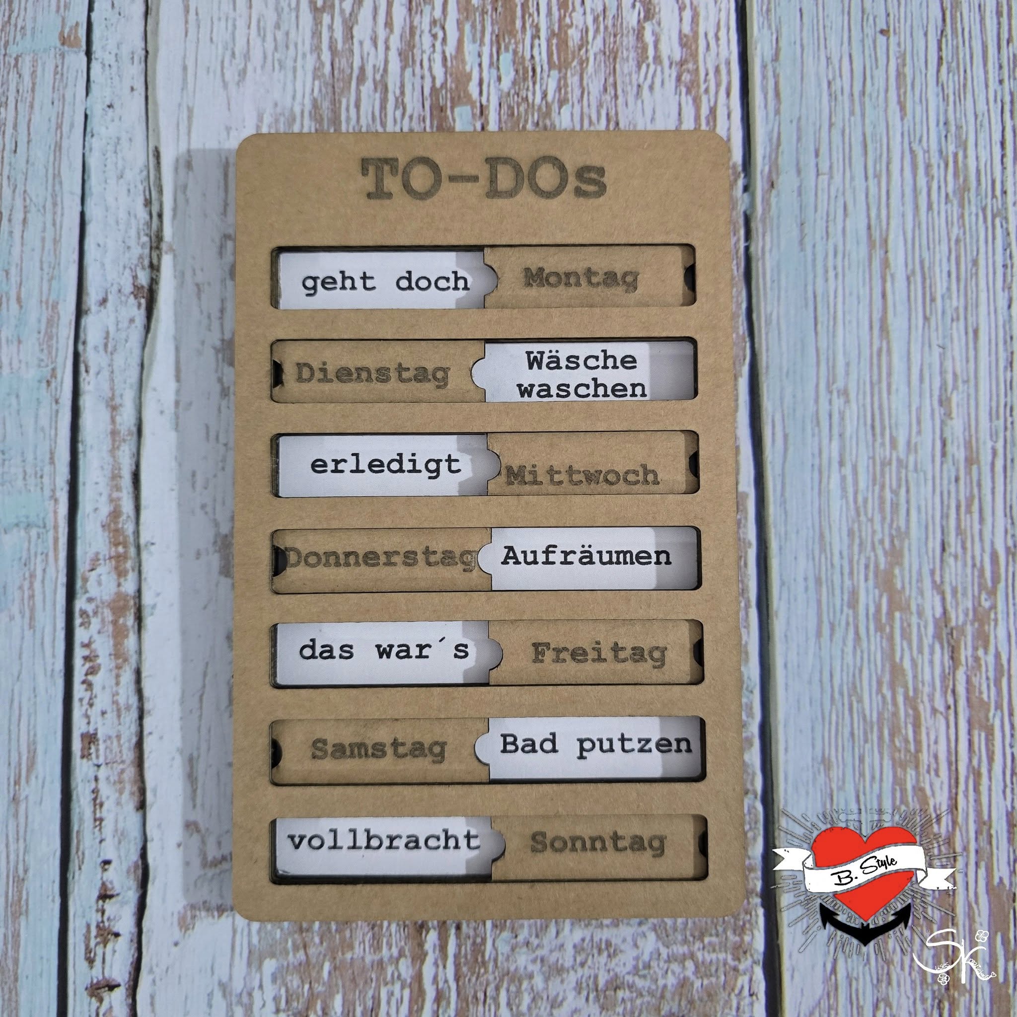 Meine Woche Aufgaben Datei zum Lasern Wäsche wäschen, Aufräumen, Bad putzen