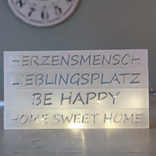 Lade das Bild in den Galerie-Viewer, Easy-Sticks Acryl Satiniert &quot;Herzensmensch, Home Sweet Home, Be Happy, Lieblingsplatz&quot;
