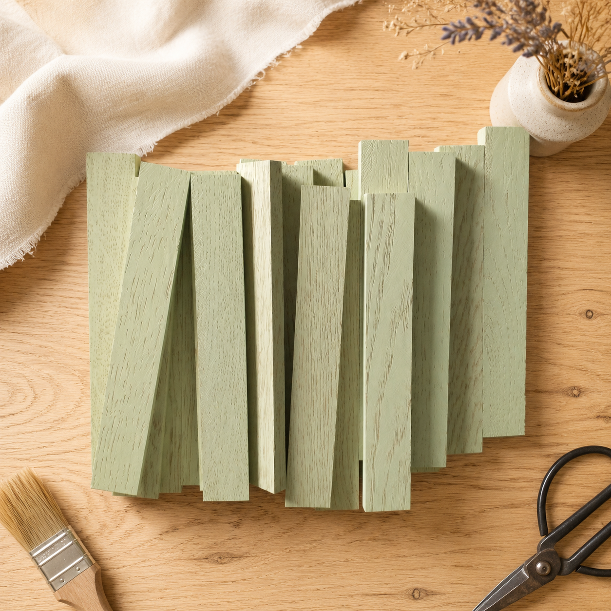 Easy-Sticks 4.0 Eiche, Colour – Salbeigrün, 16 cm Länge, 20 Stück