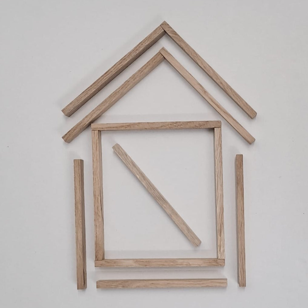 Bastelholz Easysticks schmal zum Basteln, zb kleine Deokohäuser