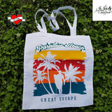 Strandtasche mit dem Aufdruck "Paradise Beach Great Escape" von Easy-Sticks, ideal für kreative DIY-Projekte mit der Plotterdatei "Beach".