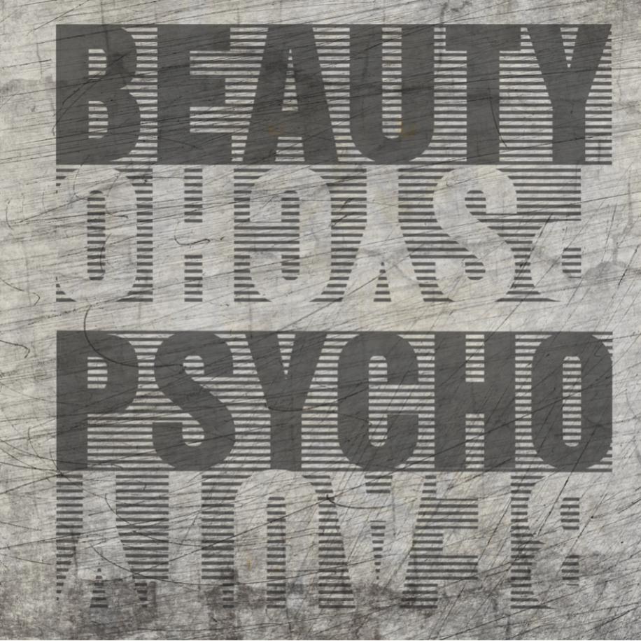 Kreative Beauty and Psycho Plotterdatei von easy-sticks, inspiriert durch einen modernen Holzlook mit eindrucksvoller Schrift überlagert von feinen Streifen.