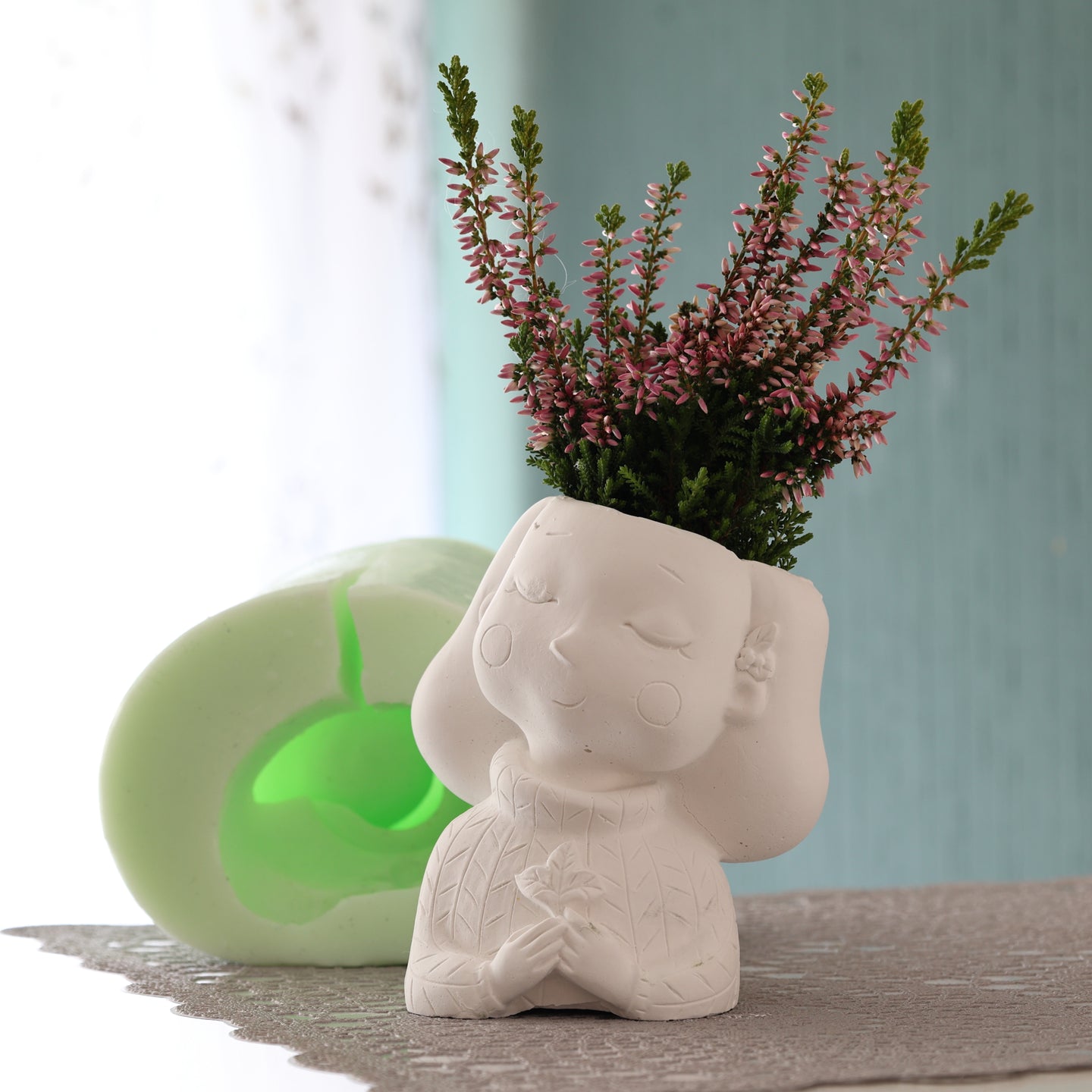 Mädchenblumentopf Silikonform 10 cm Hoch - Flexible, Hochwertige Form Für Kreative Bastelideen
