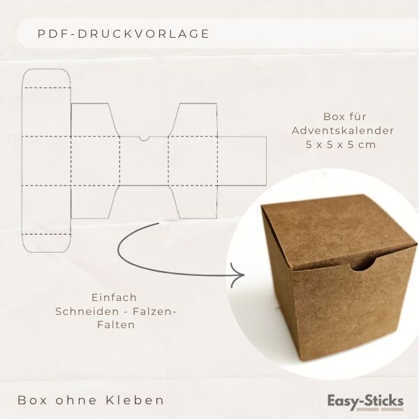 Adventskalender PDF + Box zum Basteln mit Easy-Sticks