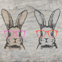 Niedliche Hasenillustration mit bunten Brillen, ideal für kreative Projekte. Entdecke die Bunny Hasen Laserdatei von easy-sticks und lasse deiner Fantasie freien Lauf!