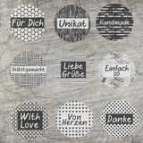 Kreative Button Plotterdatei von easy-sticks mit verschiedenen Designs, darunter 'Für Dich', 'Unikat', 'Handmade', und mehr, ideal für DIY-Projekte.