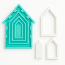Lade das Bild in den Galerie-Viewer, Vielseitige Silikon-Gießform &quot;Häuserrahmen mit 4 Gießformen in einer Silikon-Gießform und Easy-Sticks Haus&quot; für kreative DIY-Projekte
