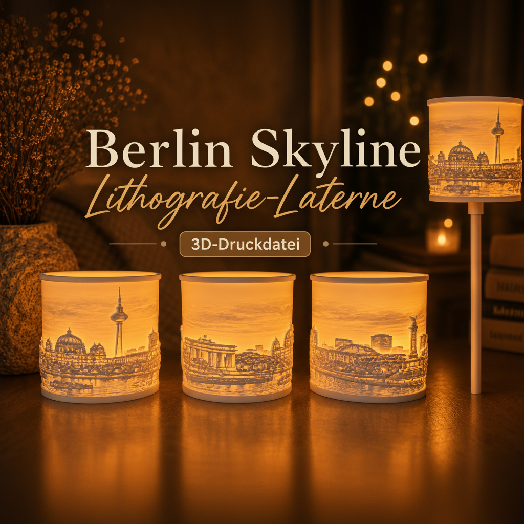 Berlin Skyline Laterne Lithografie – 3D-Druckdatei (3MF + STL)