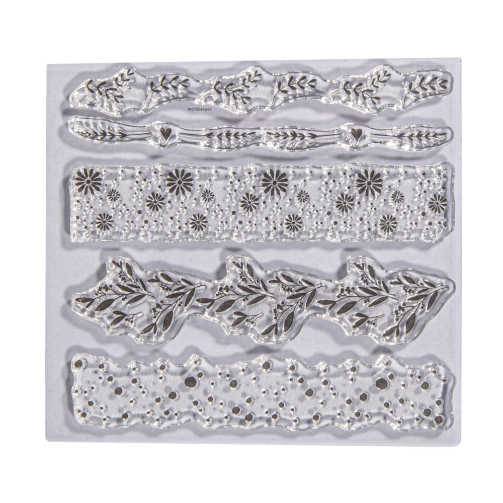 Vielseitige Clear Stamps Blumenmotive von Easy-Sticks: Kreative, selbstklebende Stempel mit Blumen- und Punktmuster.