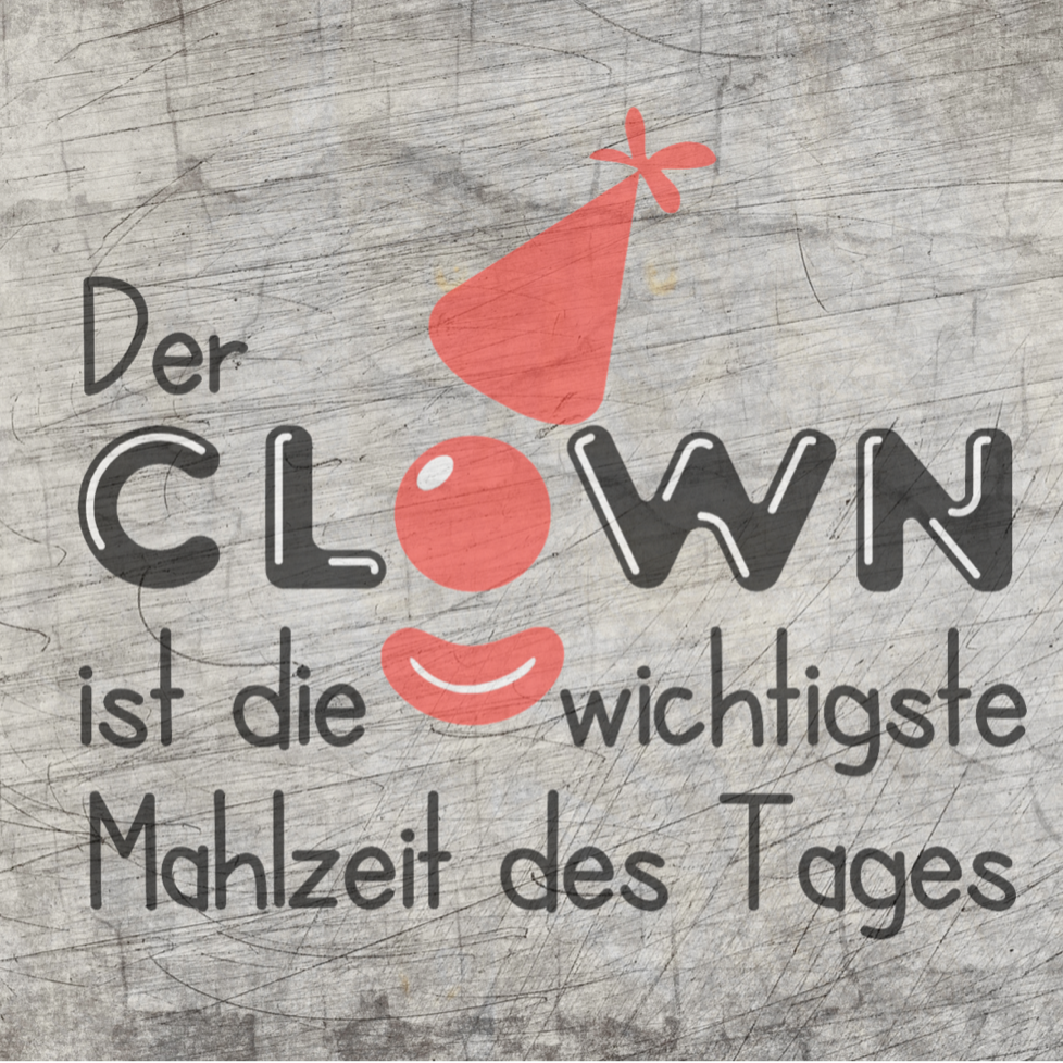 Kreative Gestaltung mit der Clown Laserdatei von easy-sticks. Bunte Schriftzüge mit einem Clown-Design, perfekt für kreative DIY-Projekte und Bastelarbeiten.