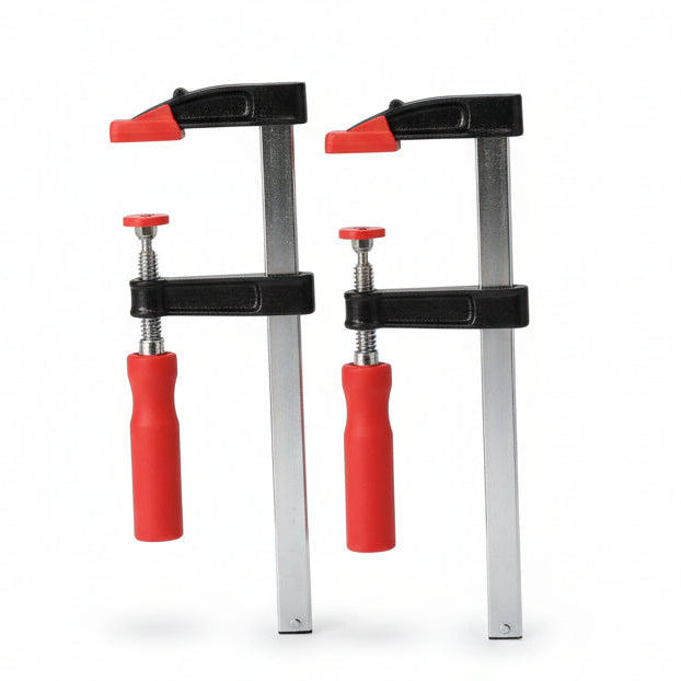 Schraubzwinge groß - 2er Set Temperguss mit ergonomischen Griffen für präzises Arbeiten