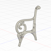3D-Modell eines filigranen Seitenteils für eine Bank, erstellt mit Bank Edge Design 08 von easy-sticks, ideal für 3D-Drucker und Bastelprojekte.