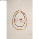 Metallring Ei, 20cm - für dein Oster DIY von easy-sticks: Ein stilvoller Metallring, eingefasst mit Holzkugeln und verziert mit getrockneten Blumen.