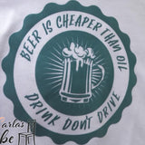 Beer is cheaper than oil, drink don´t drive Schild - Datei zum Plotten
