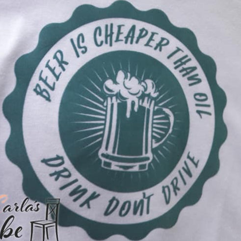 Beer is cheaper than oil, drink don´t drive Schild - Datei zum Plotten
