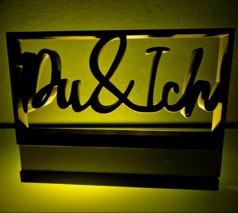 3D/ Plotter- / Laserdatei - Du & Ich im Rahmen gedruckt 3D Derucker beleuchtet
