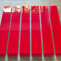 Einfache Acrylstäbe Rot, 6 Stück, UV-Beständig, Blickdicht, Hochglanz & Seidenmatt, 16 cm x 2,2 cm