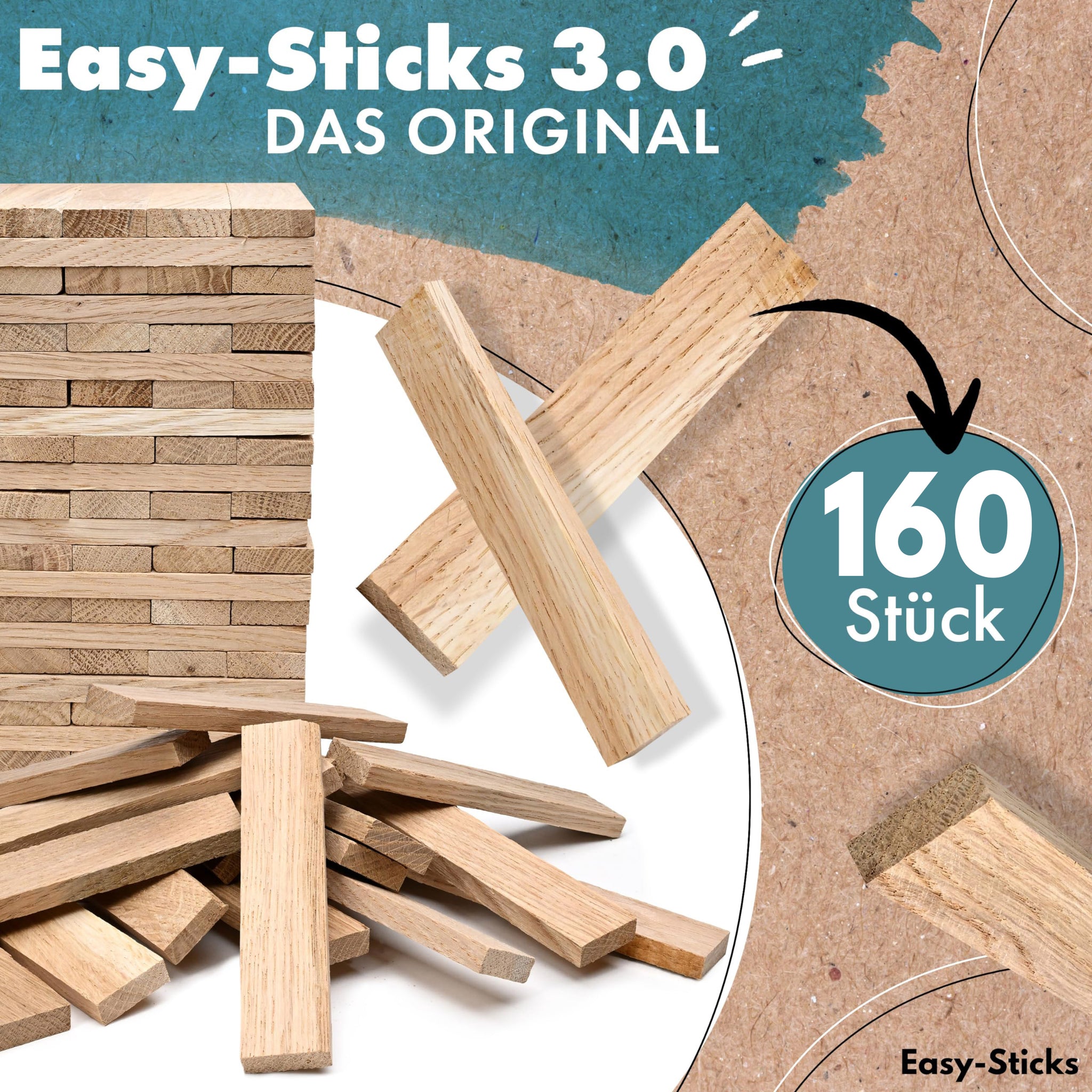Easy-Sticks 3.0, 16 cm lang von Easy-Sticks - Eiche hell, wunderschön verarbeitet und gleichmäßig gestapelt, ideal für präzise Bastelarbeiten und kreative Projekte.