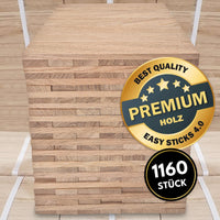 Hochwertige Easy-Sticks 4.0, 1160 Stück aus Eichenholz, optimal gestapelt, beste Qualität für kreative Bastelprojekte von Easy-Sticks.