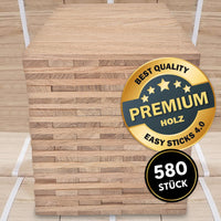 Hochwertige Easy-Sticks 4.0, 580 Stück aus Eichenholz, optimal gestapelt, beste Qualität für kreative Bastelprojekte von Easy-Sticks.