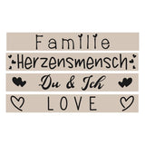 Gestaltung von Plotter- & Lasergravur Dateien - Liebe mit den Worten Familie, Herzensmensch, Du & Ich und Love. Perfekt für kreative Projekte von easy-sticks.
