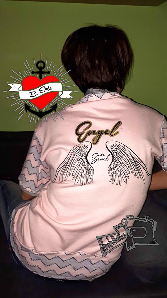 Engel in Zivil Plotterdatei Engelsflügel auf T-Shirt geplottet