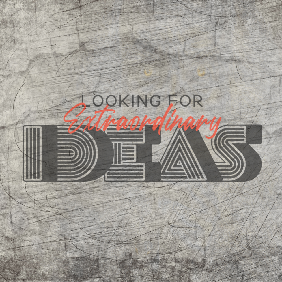 Design mit dem Titel 'Looking for Extraordinary Ideas' von easy-sticks, das auf einem strukturierten Hintergrund präsentiert wird, ideal für kreative Projekte.