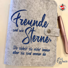 Lade das Bild in den Galerie-Viewer, Freunde sind wie Sterne, Du siehst die nicht immer, aber sie sind immer da Plotterspruch Datei Plotteridee Geschenkidee DIY Notizbuch 

