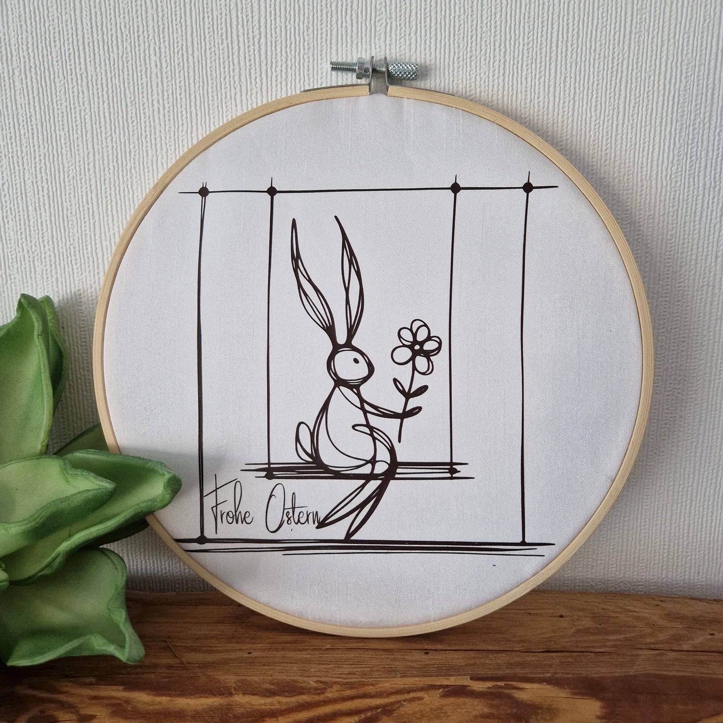 Frohe Ostern Plotterdatei Hase Osterhase gemalt Schaukel