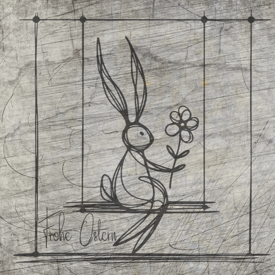 "Frohe Ostern" Plotterdatei Hase Osterhase gemalt