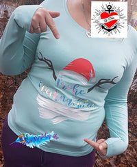 Frohe Weihanchten Plotterdatei mit Nikolausütze Elch Rentier Geweih Schal geplottet auf Langarmshirt