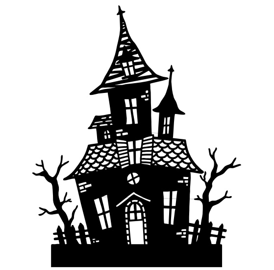 Geisterhaus Plotterdatei - Spukhaftes Halloween-Design mit und ohne Kartenhalter Basis