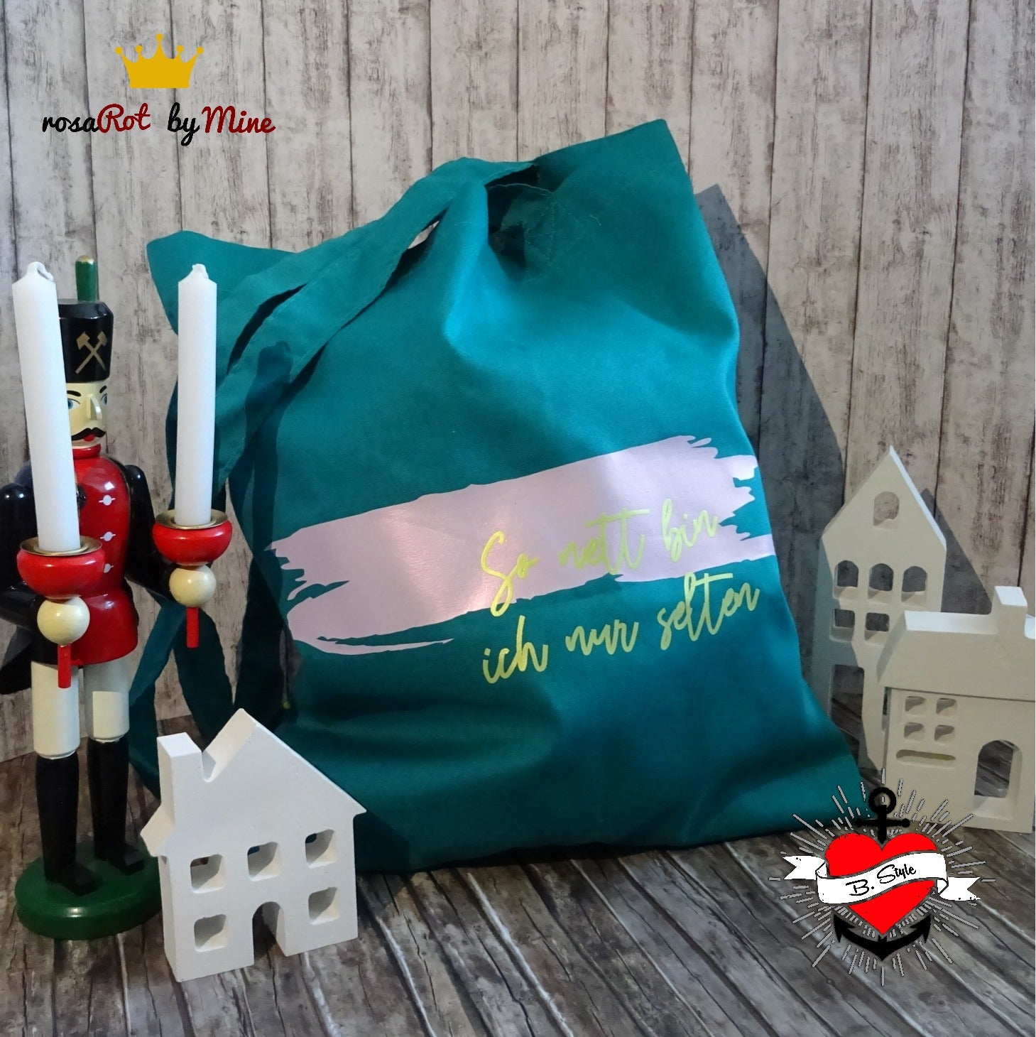 Eine kreative Tragetasche mit dem Spruch 'So nett bin ich nur selten' von easy-sticks, perfekt für persönliche Geschenke und Dekoration.
