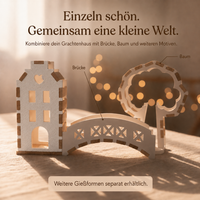 Silikonform - Grachtenhaus Seite Herz Fenster in klein, mittel und groß