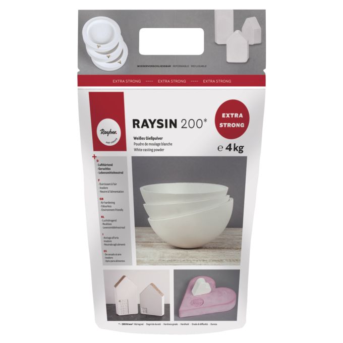 Raysin 200 Gießpulver 4kg Verpackung für extra starke Gießarbeiten und DIY-Projekte.