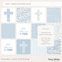 Glaube, Liebe, Hoffnung - 12 Seitiges PDF für Laterne, Kreuz und Fisch Silikonform