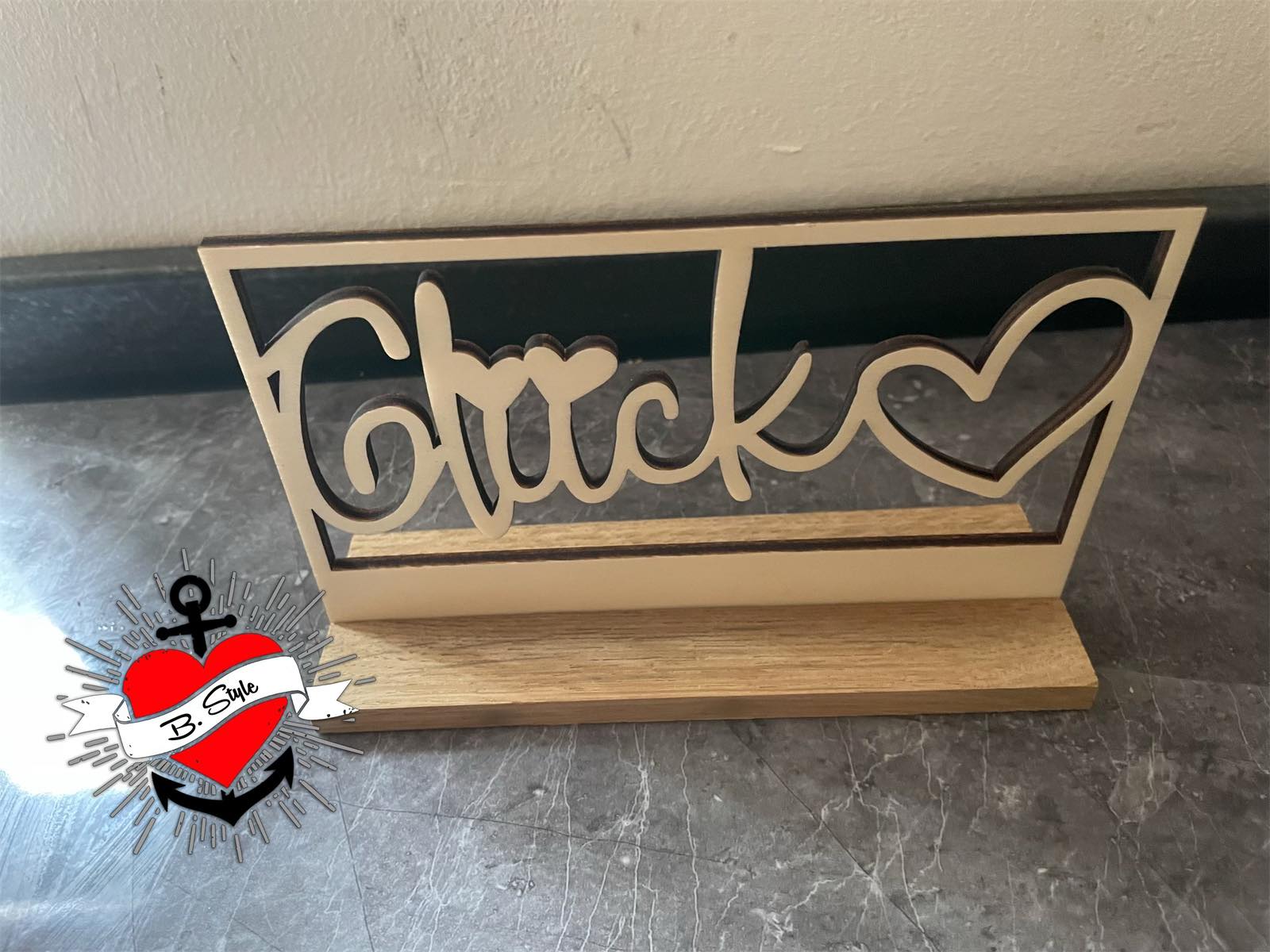 3D/ Plotter- / Laserdatei - Glück im Rahmen gelasert mit Holz