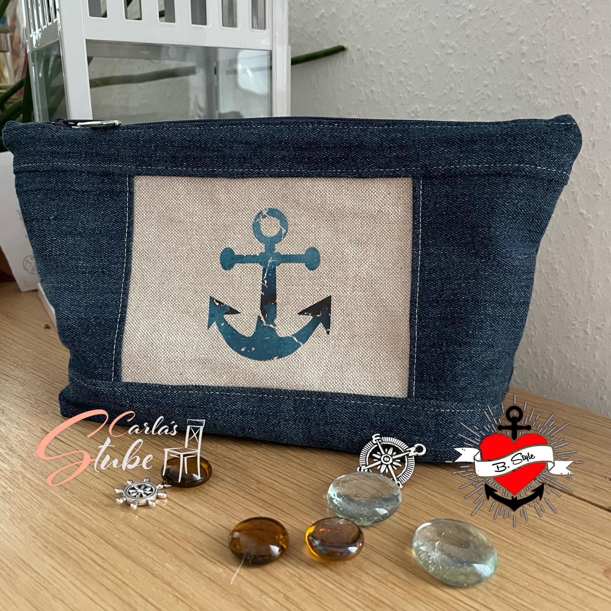 Praktische Tasche mit grunge Anker-Motiv von easy-sticks, ideal für Aufbewahrung und kreative Projekte. Ein Must-Have für kreative Köpfe!