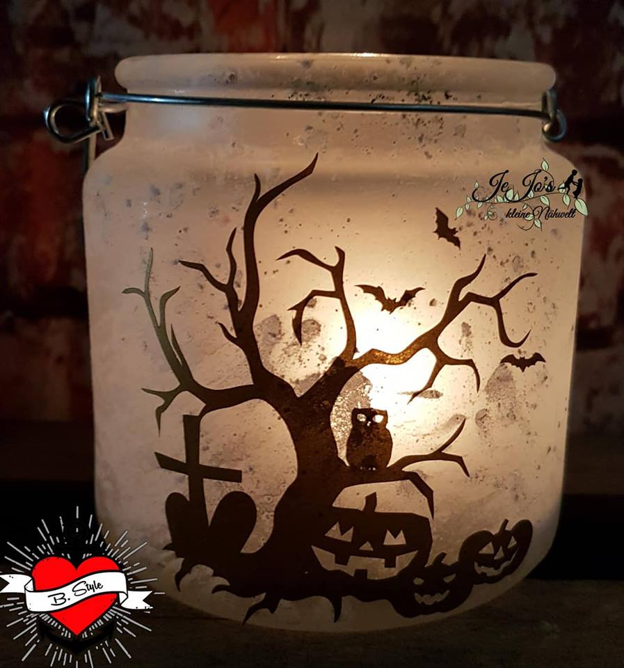 Halloween Plotterdatei Baum Kürbis Eule Kreuz