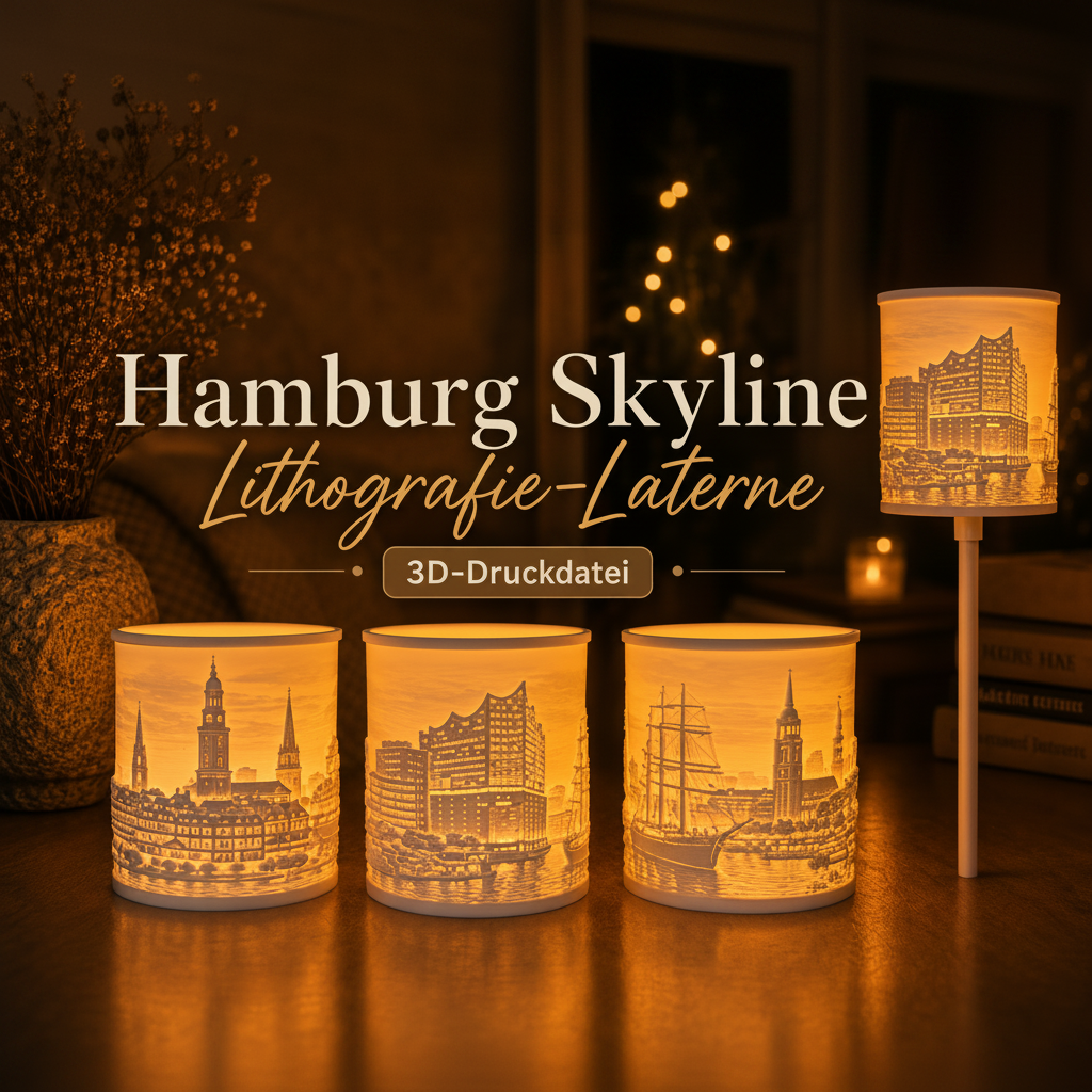 Hamburg Skyline Lithografie-Laterne – 3D-Druckdatei (3MF + STL)