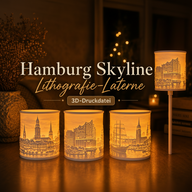 Hamburg Skyline Lithografie-Laterne – 3D-Druckdatei (3MF + STL)