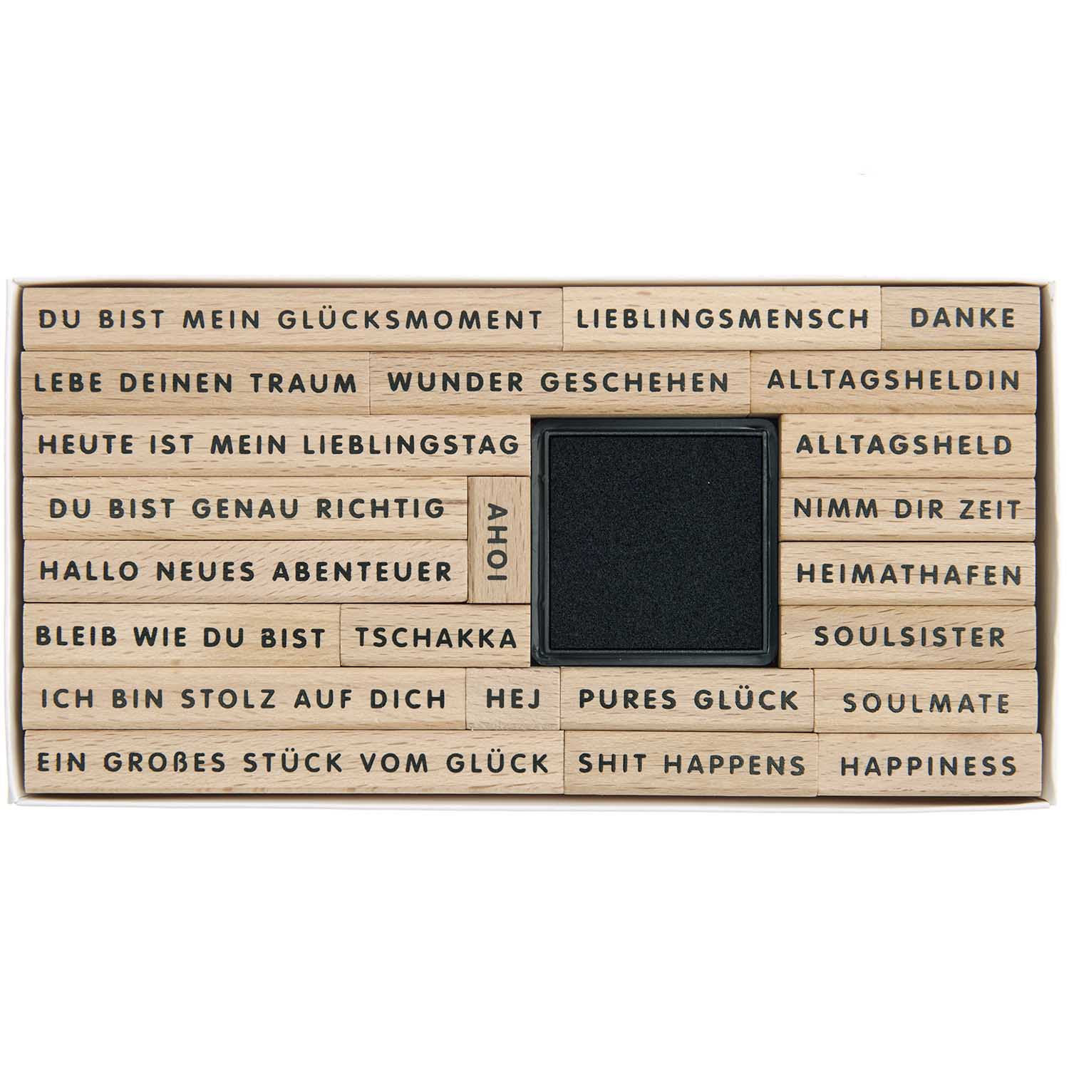 Glücksmoment Stempelset Mit 23 Stempeln Aus FSC 100% Zertifiziertem Material