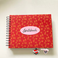 Ein farbenfrohes Gästebuch, verziert mit der Hefter Plotterdatei von Easy-Sticks, perfekt für besondere Anlässe.