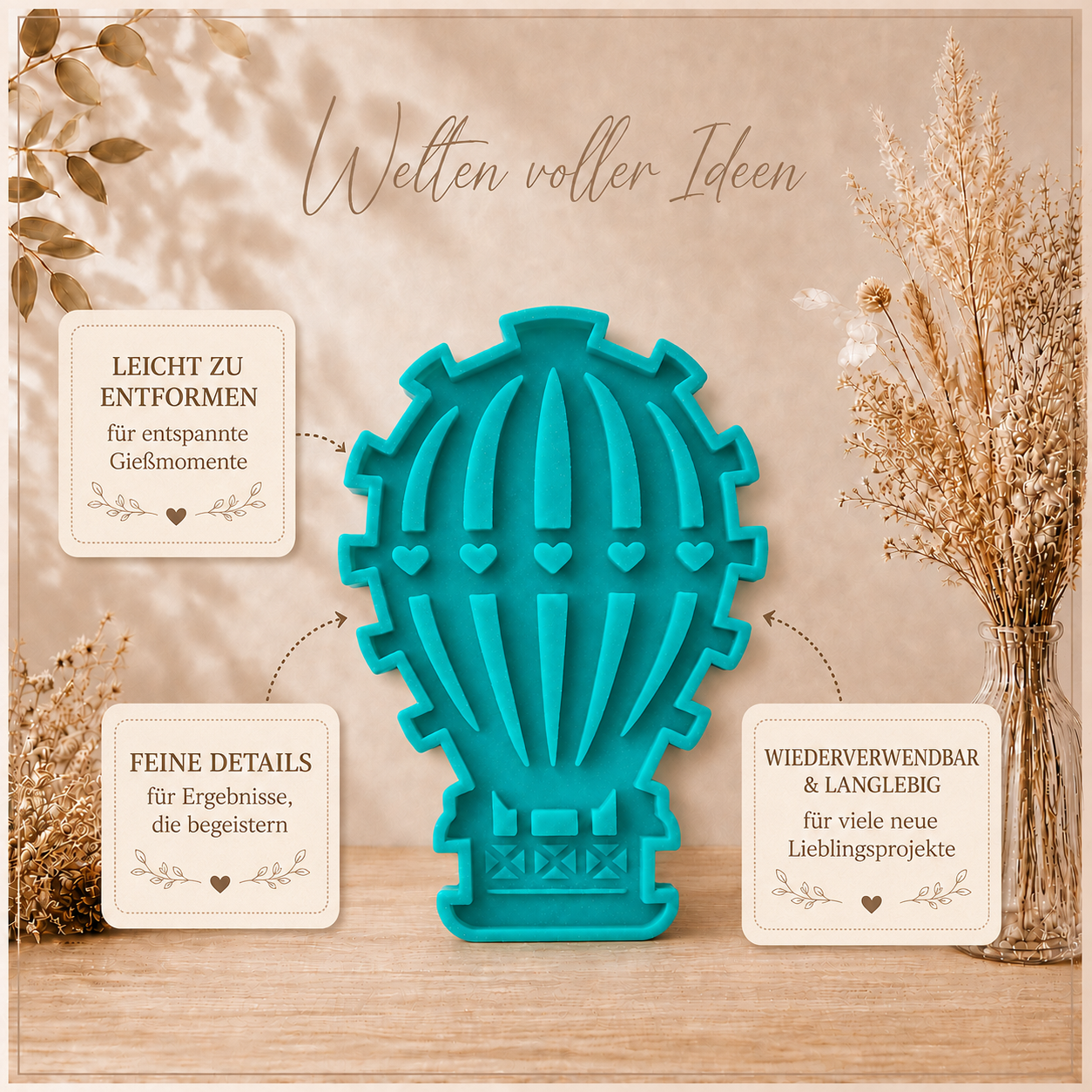 Silikonform Heißluftballon – basteln mit Easy-Sticks